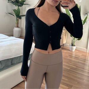 Aritzia Wilfred Black Cropped Cardigan